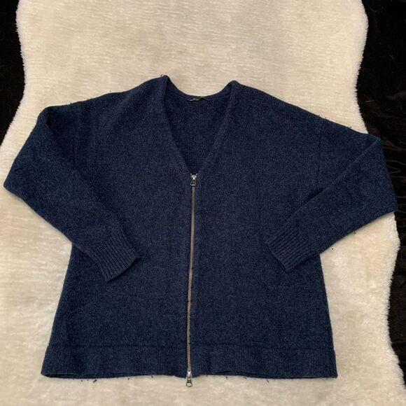 Woolrich Womens Fill Zip V Neck LambsWool Sweater Jacket Size Large‎ - Picture 1 of 7